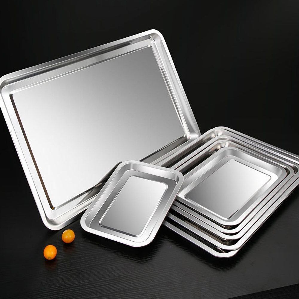 Kitchen Baking Pan Storage - Plateaux alimentaires rectangulaires en acier inoxydable,