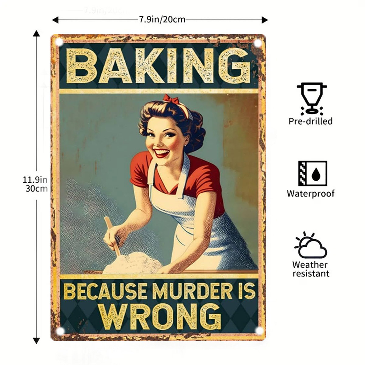 Panneau décoratif en métal sur - Kitchen Baking Quotes avis et prix