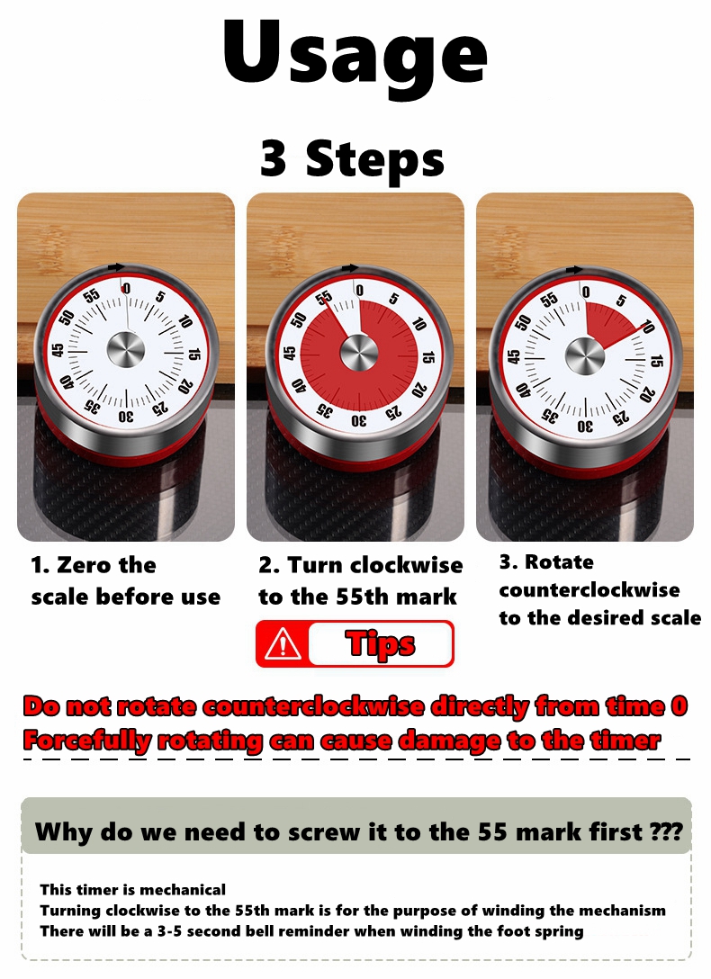 Minuteries visuelles mécanique - Kitchen Baking Timer avis et prix